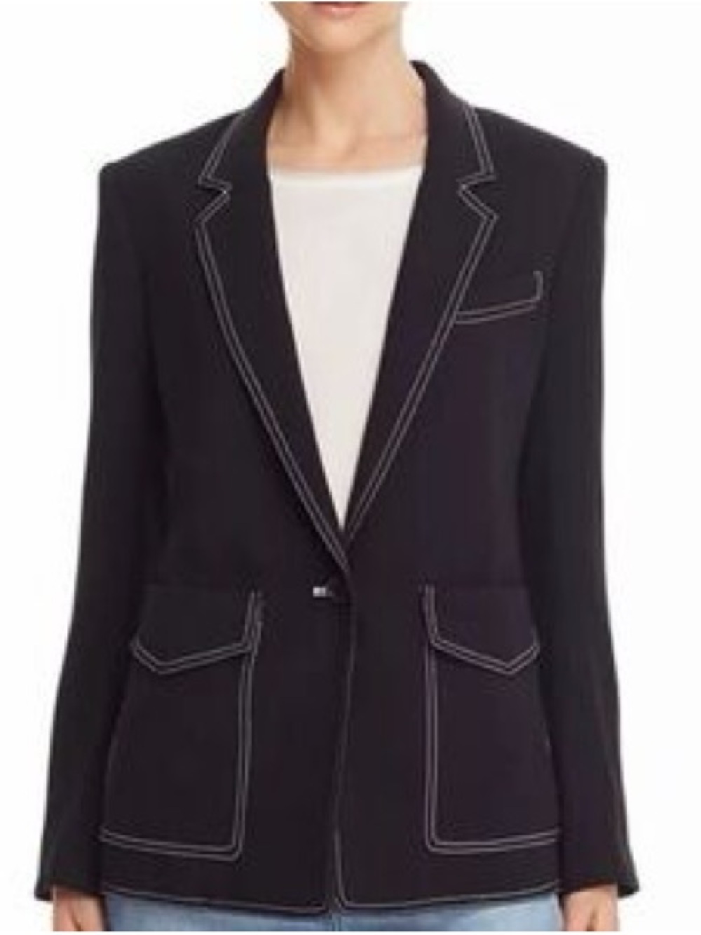 Joie Tabora Blazer Black White Contrast Stitching size 2